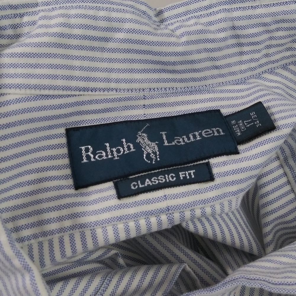 Ralph Lauren Classic Fit white stripe button Up shirt men size 17 34/35 - Picture 4 of 4